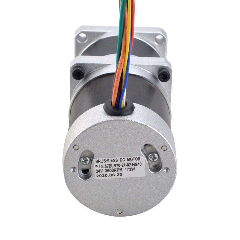 24V 172W 350RPM Geared Brushless DC Motor 4.00Nm(566.45oz.in) 10:1 High Precision Gearbox