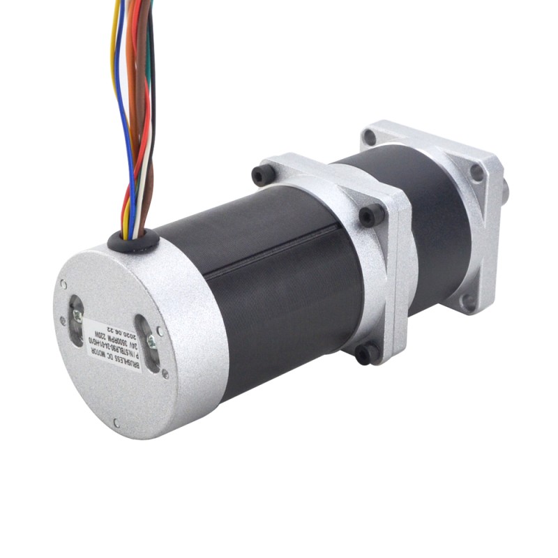 24V 220W 350RPM Geared Brushless DC Motor 5.10Nm(722.22oz.in) 10:1 High Precision Gearbox