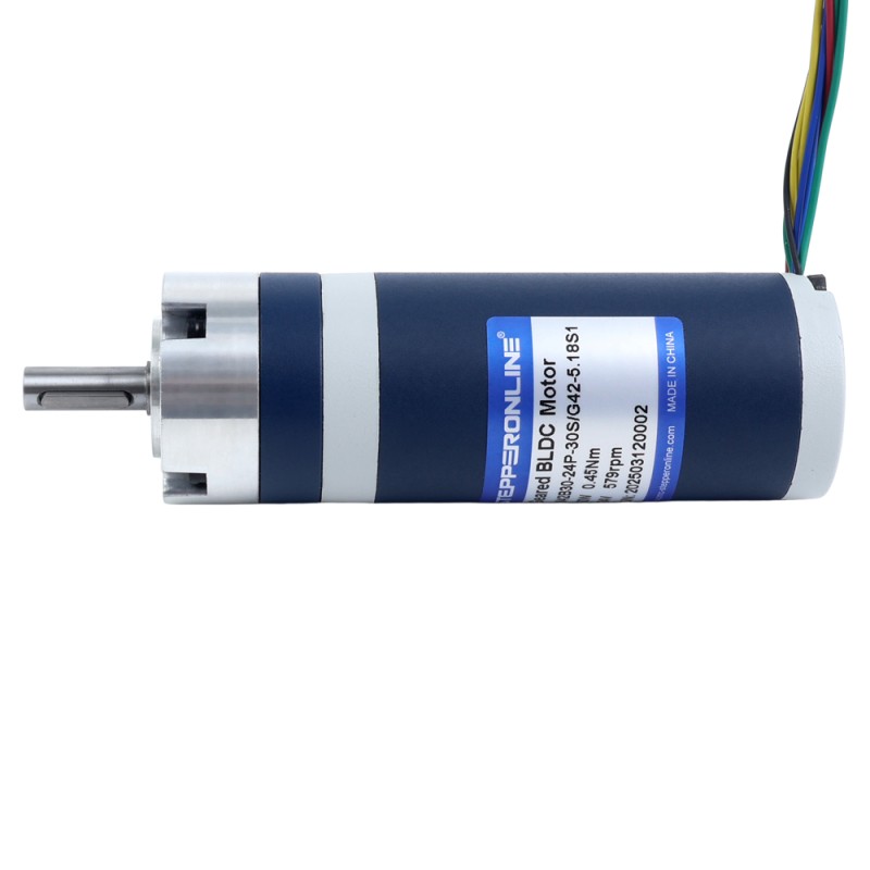24V 30W 579RPM Geared Brushless DC Motor 0.45Nm(63.73oz.in) 5.18:1 Planetary Gearbox