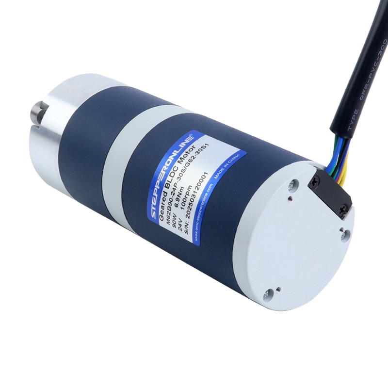 24V 90W 100RPM Geared Brushless DC Motor 6.90Nm(977.12oz.in) 30:1 Planetary Gearbox