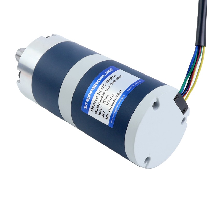 24V 200W 100RPM Geared Brushless DC Motor 15.00Nm(2124.17oz.in) 30:1 Planetary Gearbox