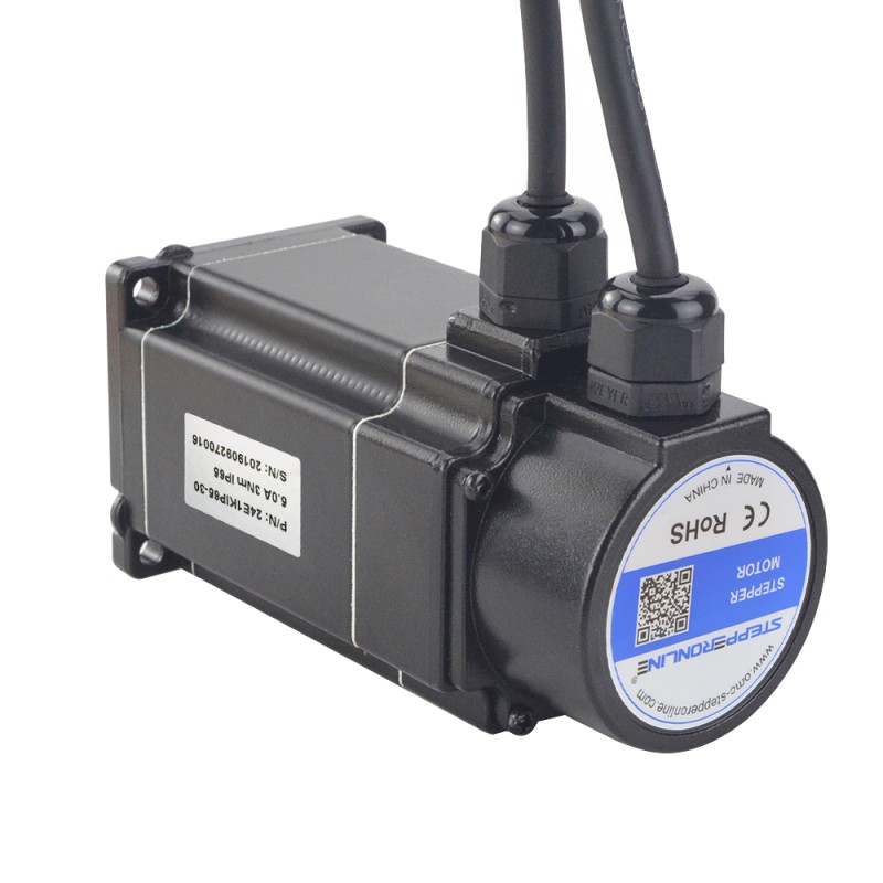P Series IP65 Waterproof Nema 24 Closed Loop Stepper Motor 3Nm(424.92oz.in) with Encoder 1000PPR(4000CPR)